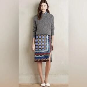 Anthropologie Maeve Women's Tearoom Boho Patterned Knit Pencil Skirt - Size XS